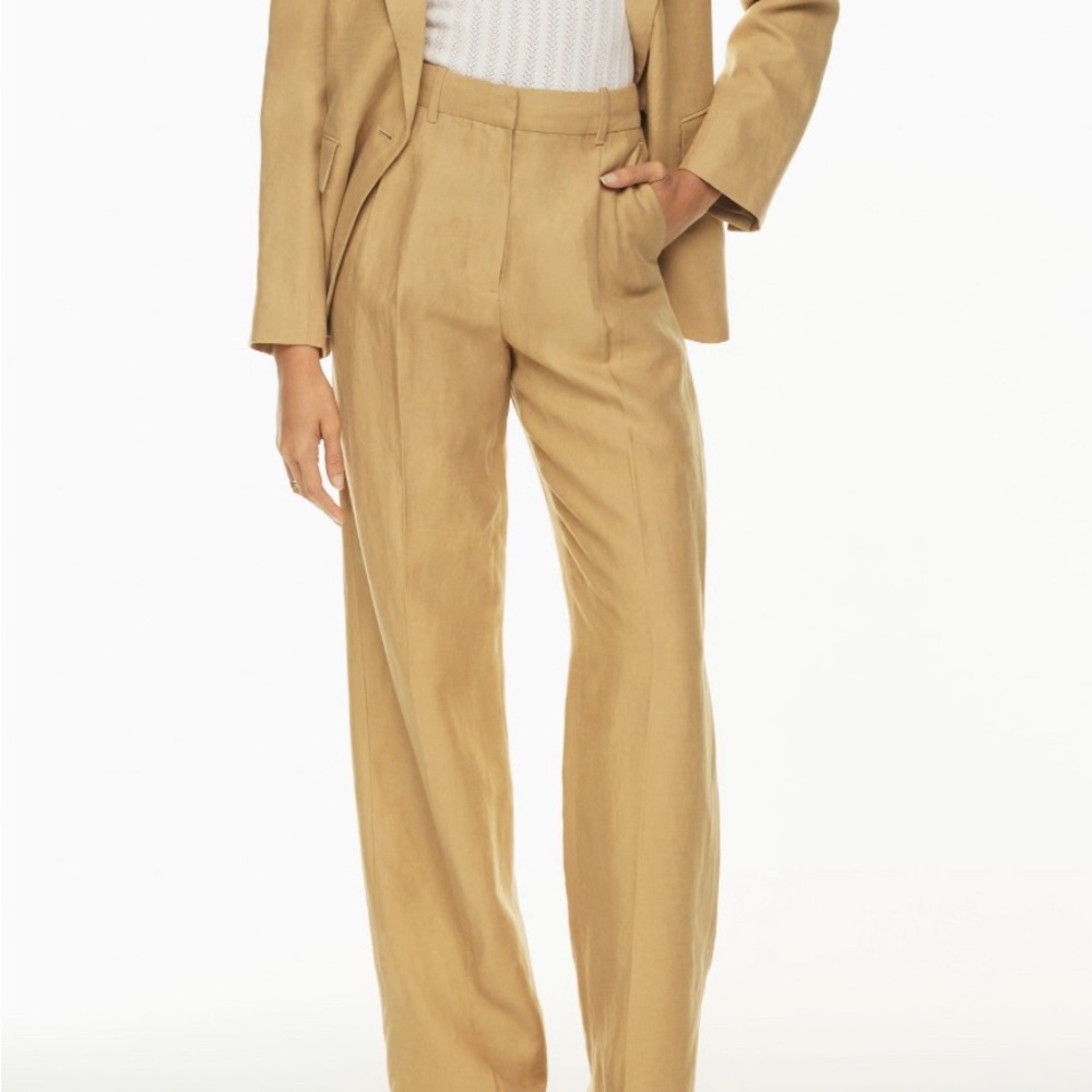 Aritzia Sandy Beige Effortless Linen Pants